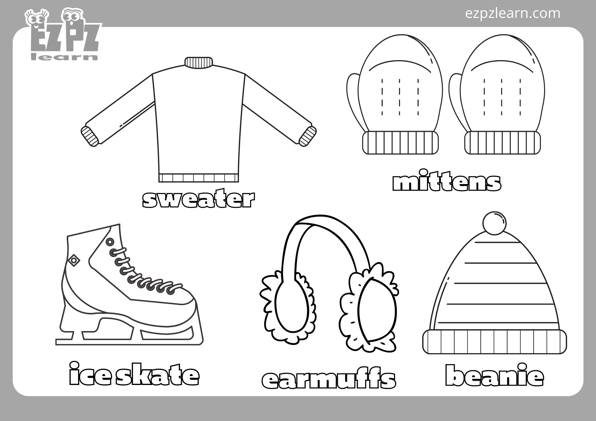 Winter Clothes Coloring page2 